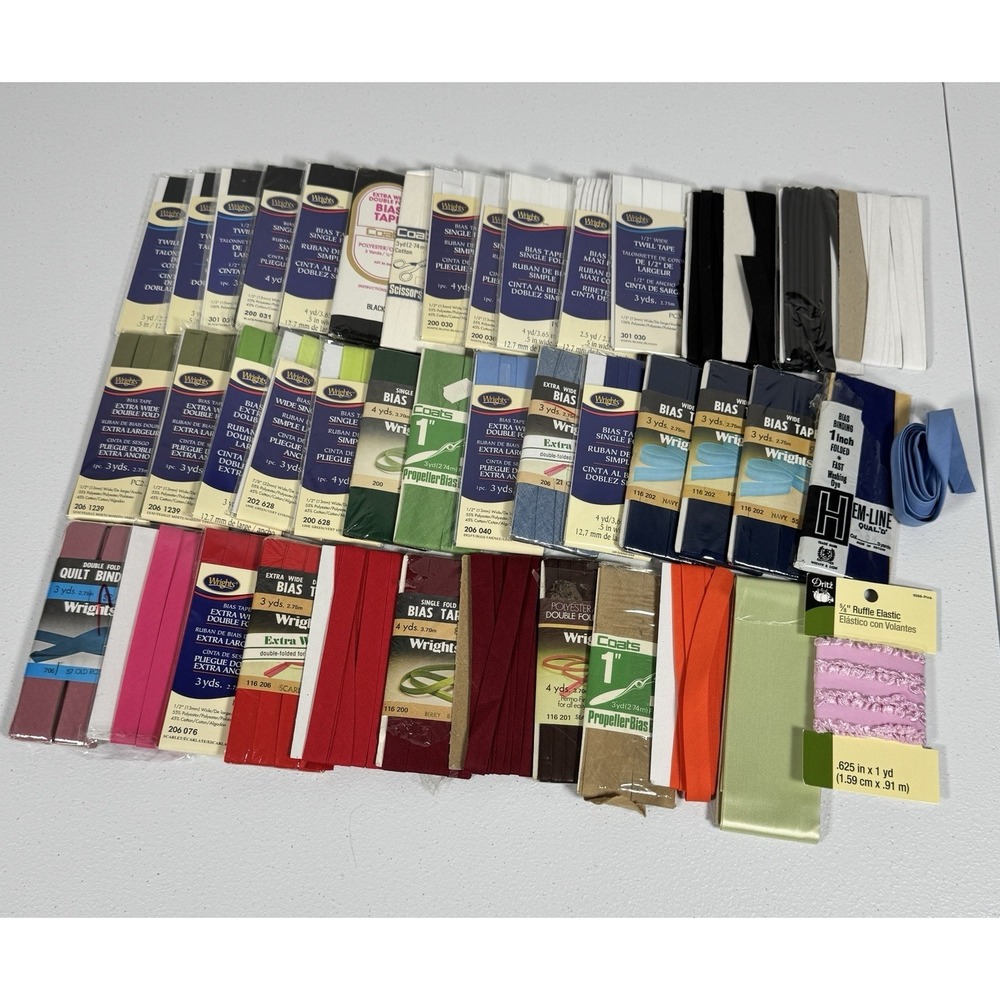 Vintage Sewing Notions Lot Bias Tape Seam Binding Twill Tape Ribbon 43 Pcs NOS